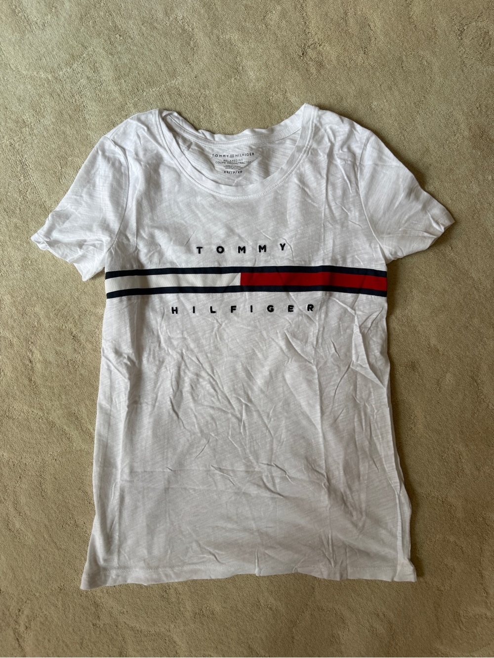 Tommy Hilfiger White Cotton Tee with Subtle Tag Detail